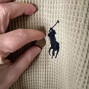 Polo Ralph Lauren Robe Mens Waffle Knit Hooded Classic Khaki Big Pony Small Med